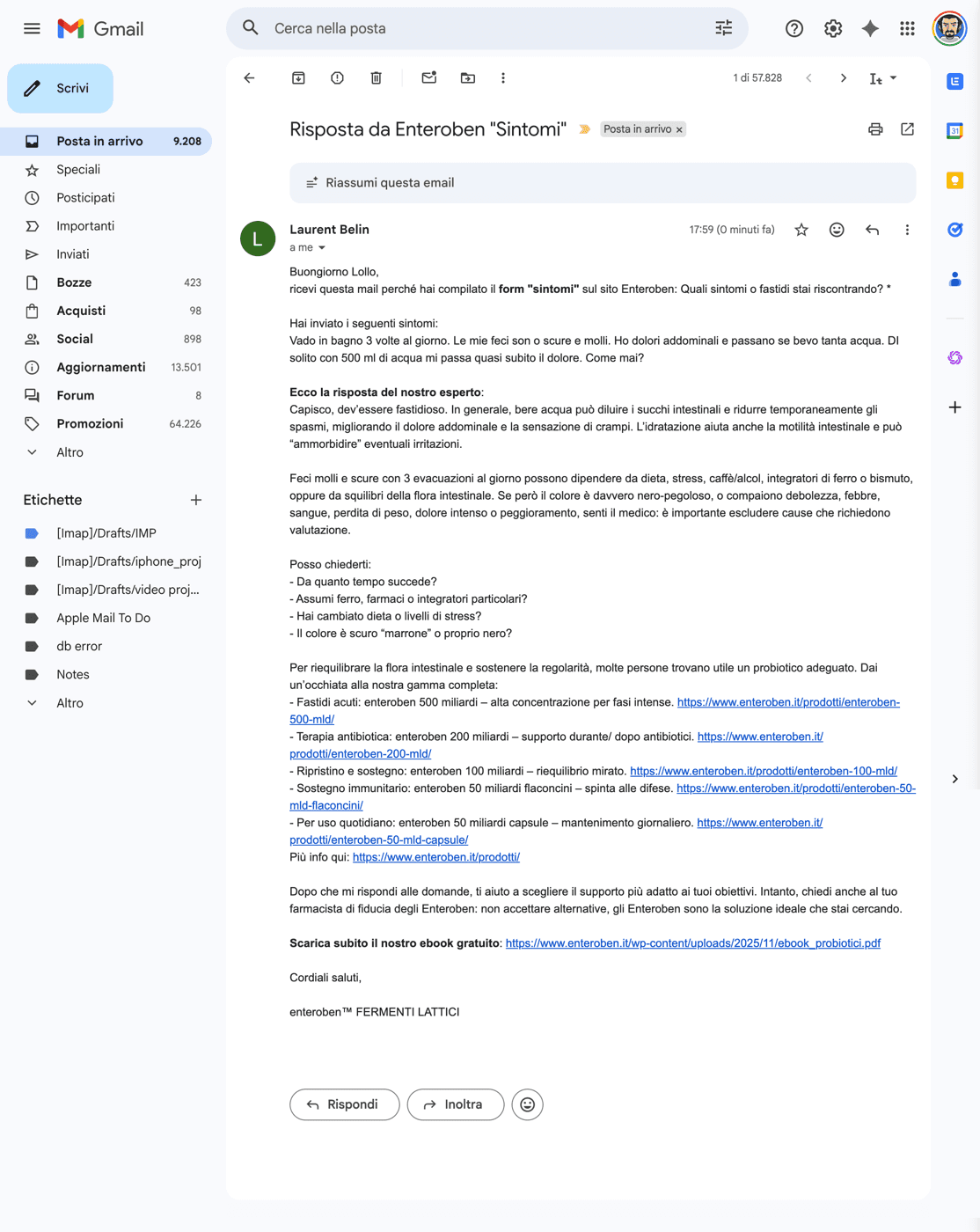 Email personalizzata generata dall'AI in risposta al form