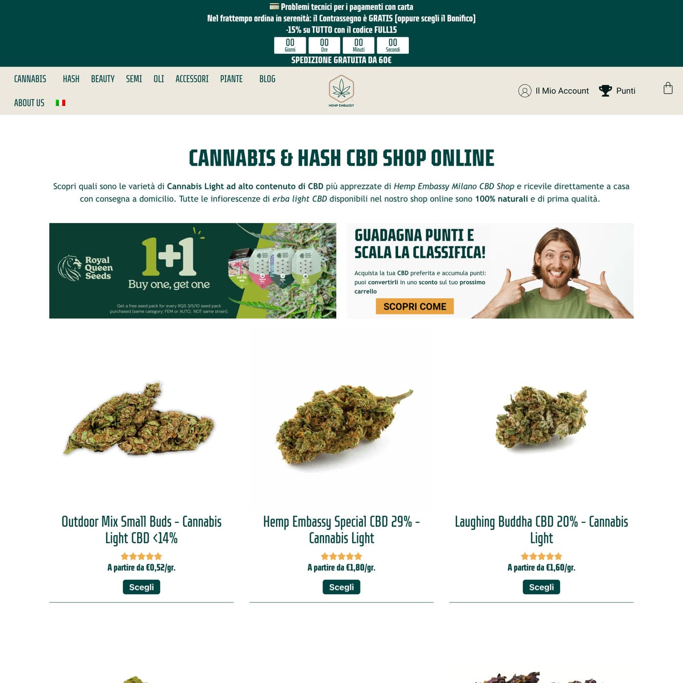 Homepage di Hemp Embassy